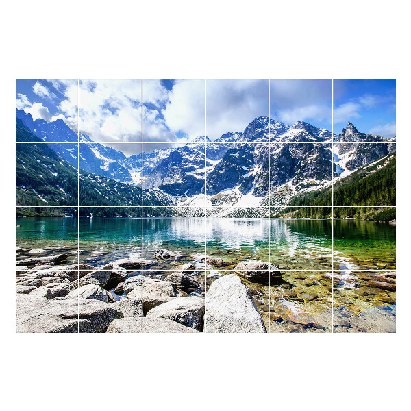 Nálepka na dlaždice Horská krajina s jezerem