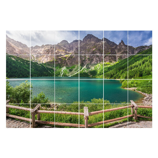 Nálepka na dlaždice Horská krajina s jezerem