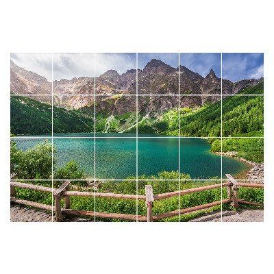 Nálepka na dlaždice Horská krajina s jezerem