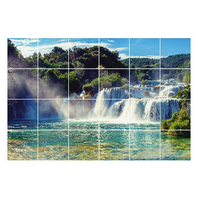 Samolepka na dlaždice Vodopády obklopené přírodou