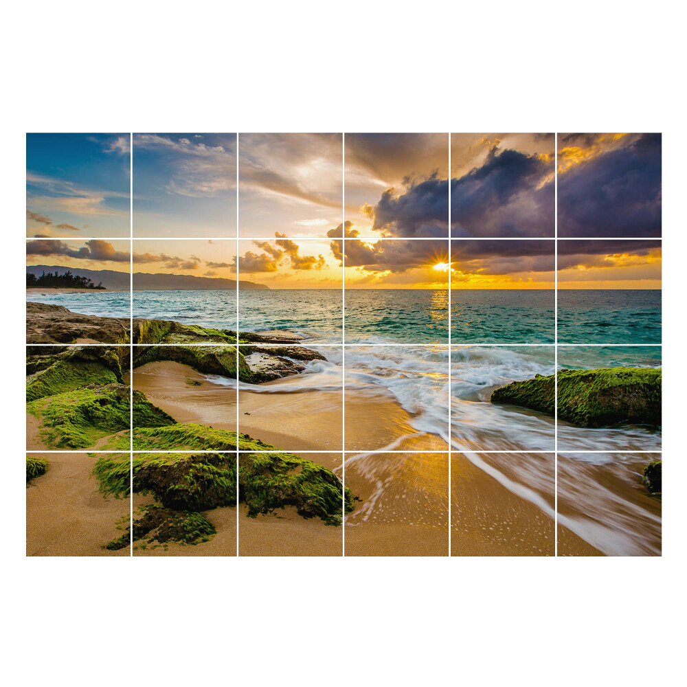 Samolepka na dlaždice Západ slunce nad mořem