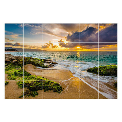 Samolepka na dlaždice Západ slunce nad mořem