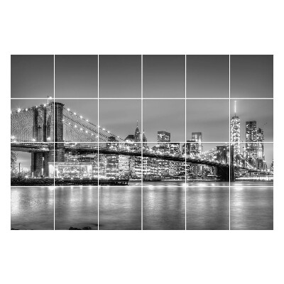 Nálepka na dlaždice Most přes město v noci