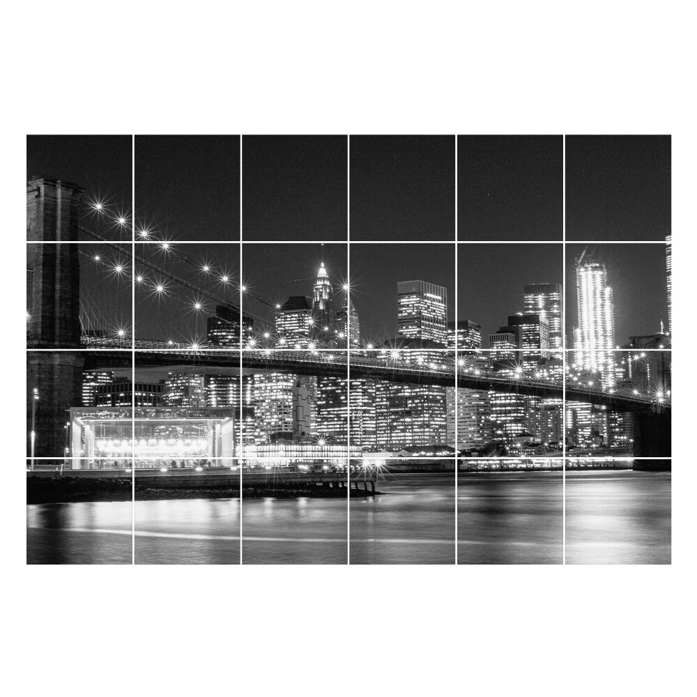 Nálepka na dlaždice Most přes město v noci