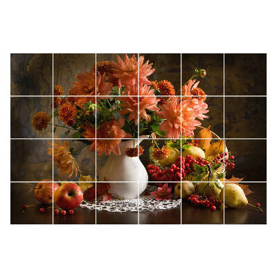 Nálepka na dlaždice Květiny a ovoce v aranžmá