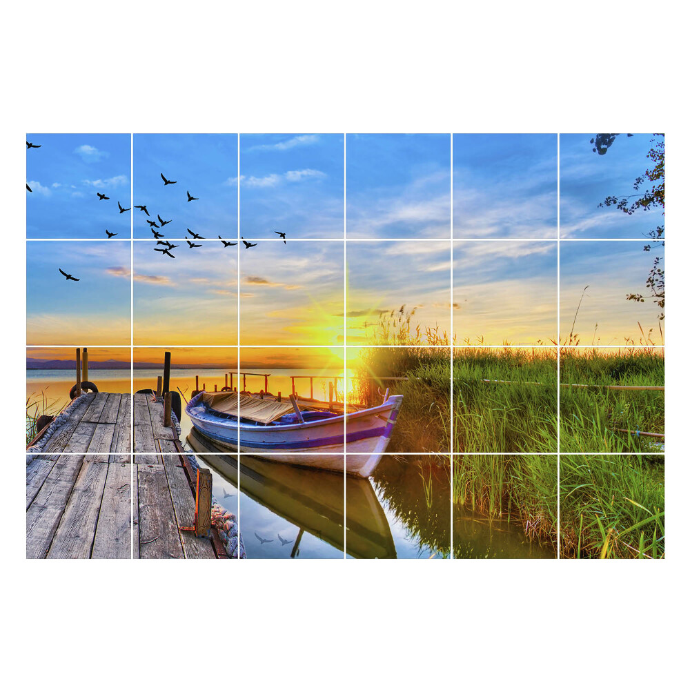 Nálepka na dlaždice Západ slunce nad vodou