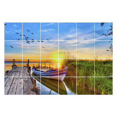 Nálepka na dlaždice Západ slunce nad vodou