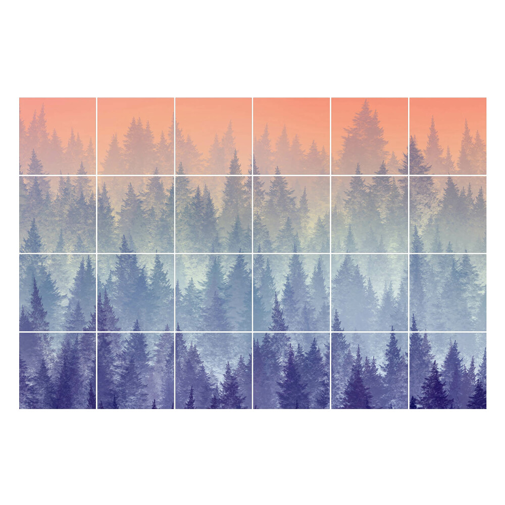 Samolepka na dlaždice Mlhavé lesní panorama