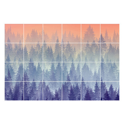 Samolepka na dlaždice Mlhavé lesní panorama