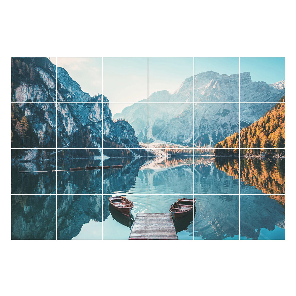 Samolepka na dlaždice Klidné jezero s horami