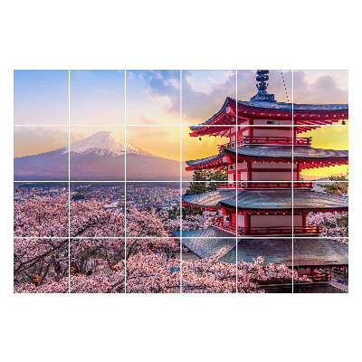 Nálepka na dlaždice Chrám s horou v pozadí