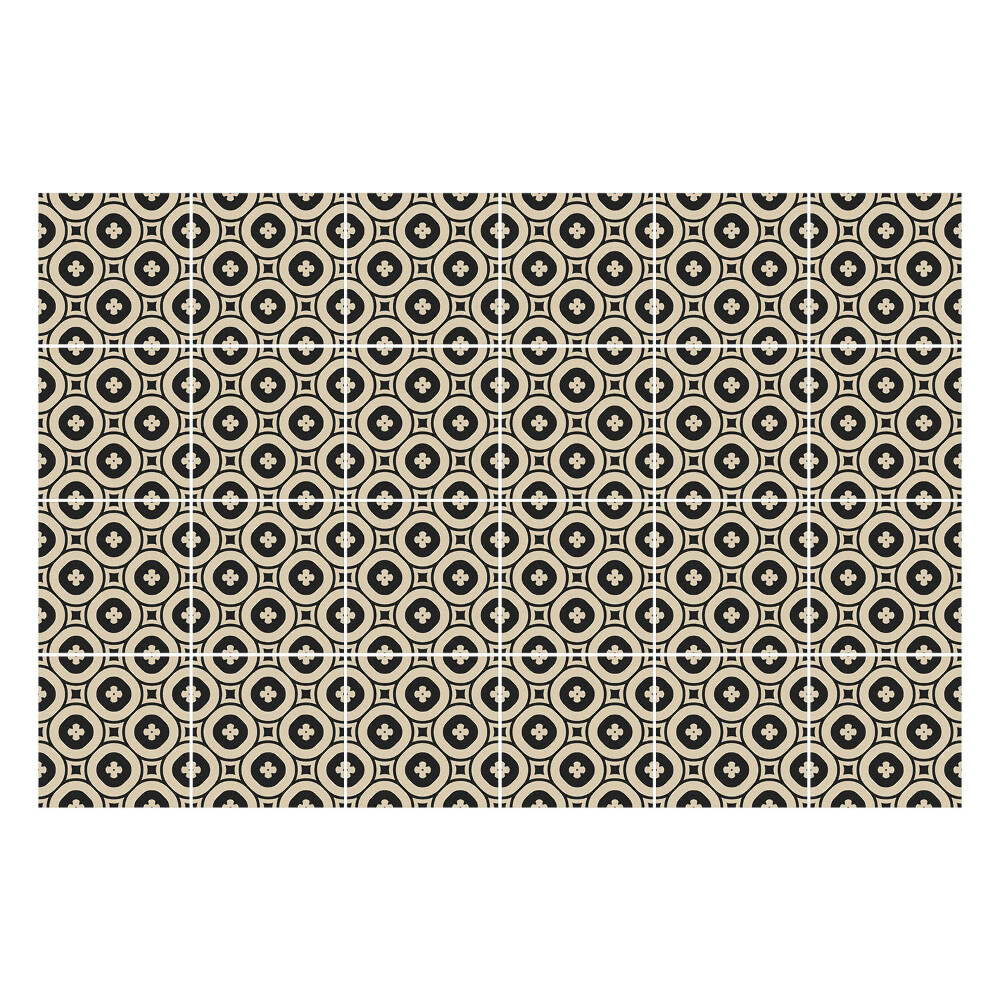 Samolepka na dlaždice Kruhy s květinami