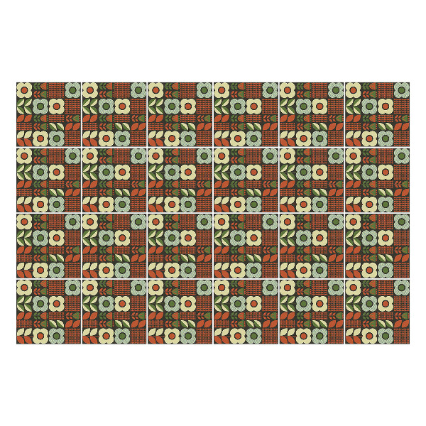 Samolepka na dlaždice Květinové motivy dlaždic