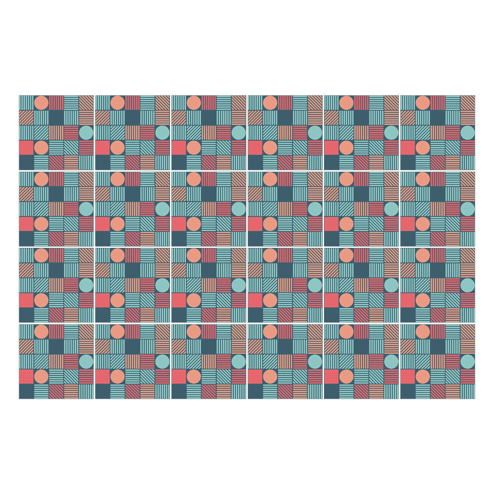 Samolepka na dlaždice Retro geometrický vzor