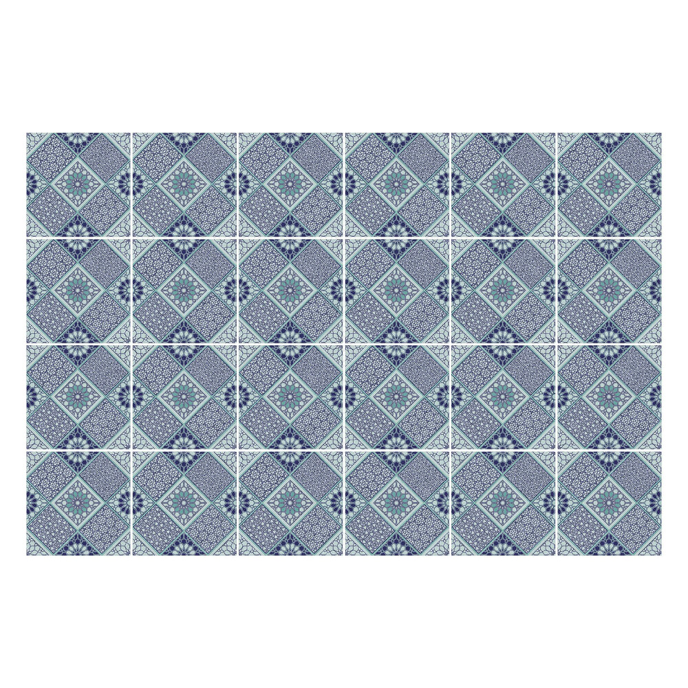 Nálepka na dlaždice Geometrické diamanty s květinami