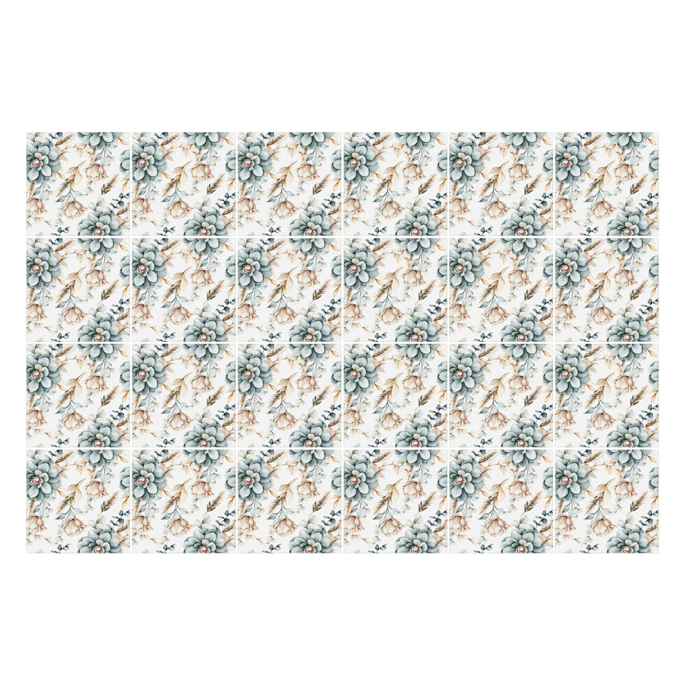 Samolepka na dlaždice Květinový motiv s listy