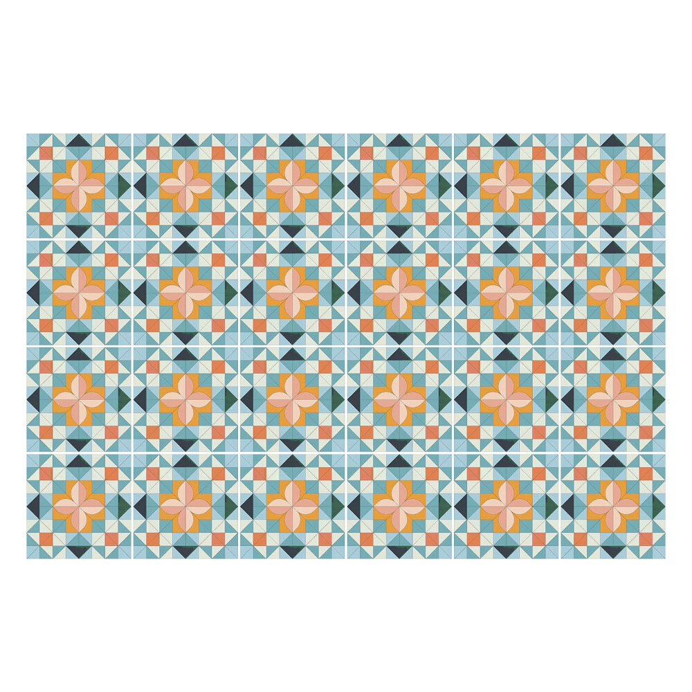 Samolepka na dlaždice Geometrické květiny v síti