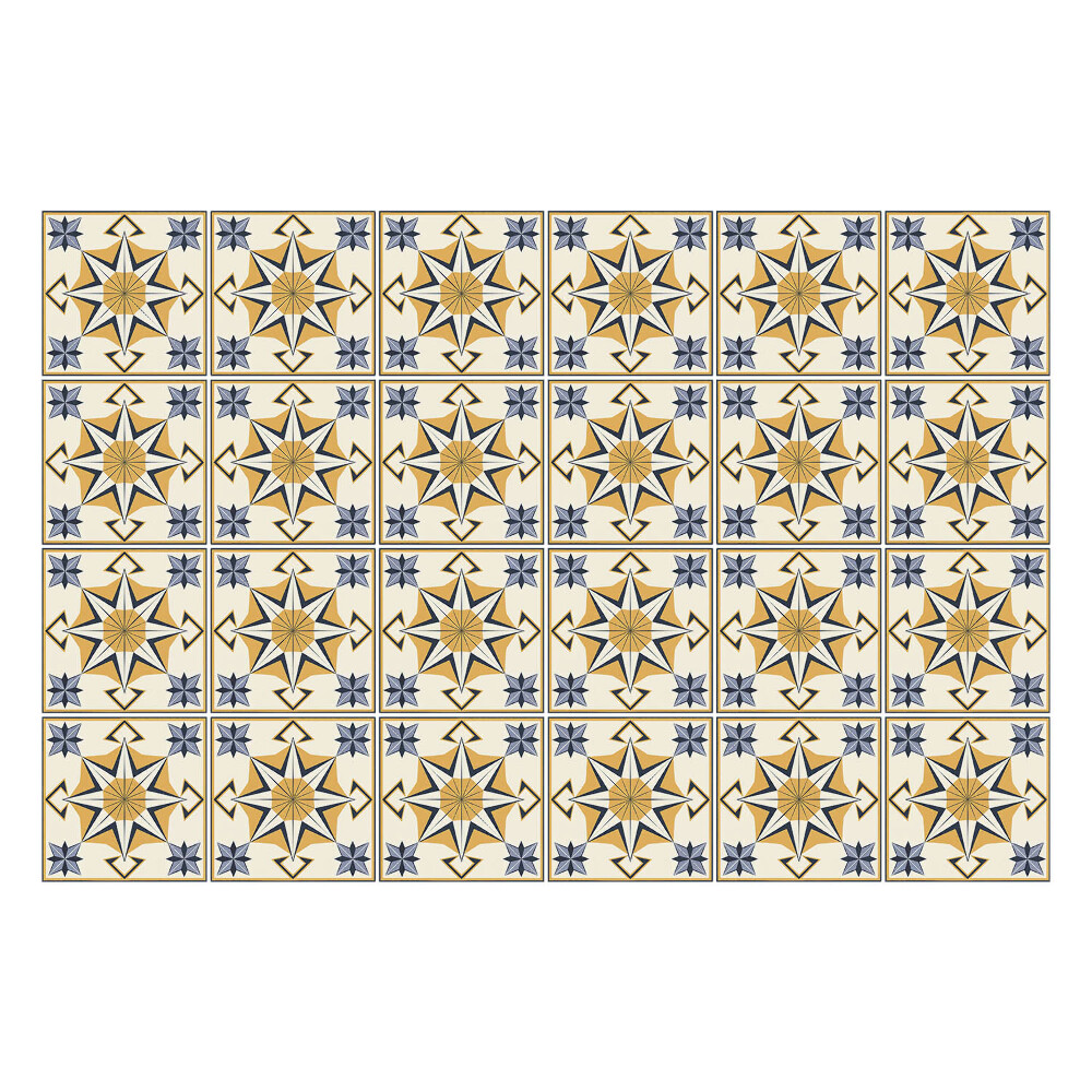 Samolepka na dlaždice Slunečné hvězdy v kostkovaném vzoru