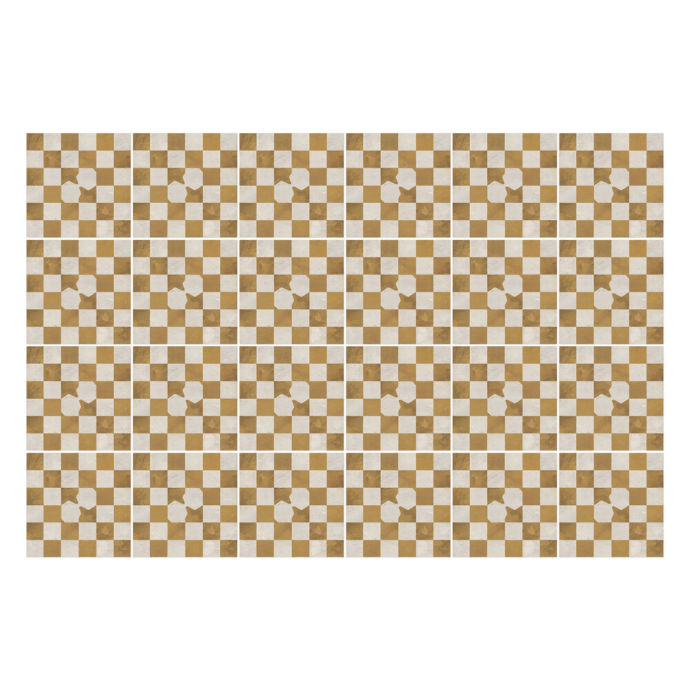 Samolepka na dlaždice Šachovnice s motivem květin