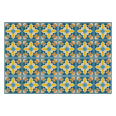 Samolepka na dlaždice Květinové motivy v síťce