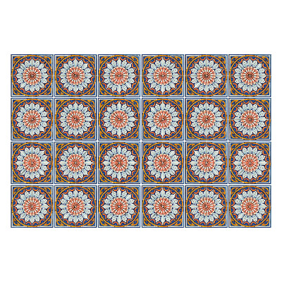 Samolepka na dlaždice Květinové motivy v kruzích