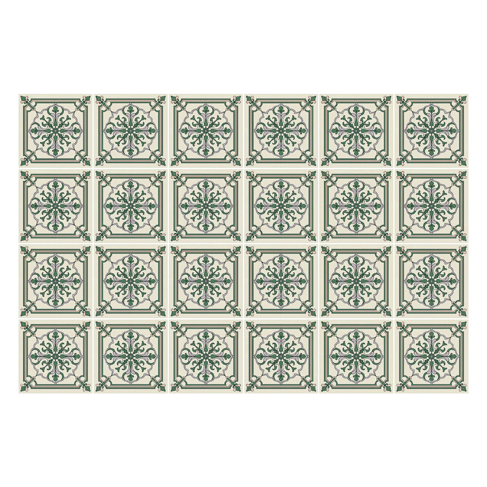 Samolepka na dlaždice Květinové ozdoby v rámu