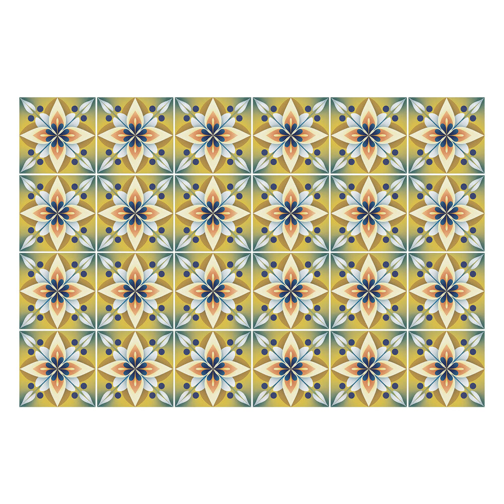 Samolepka na dlaždice Živé motivy v mřížce