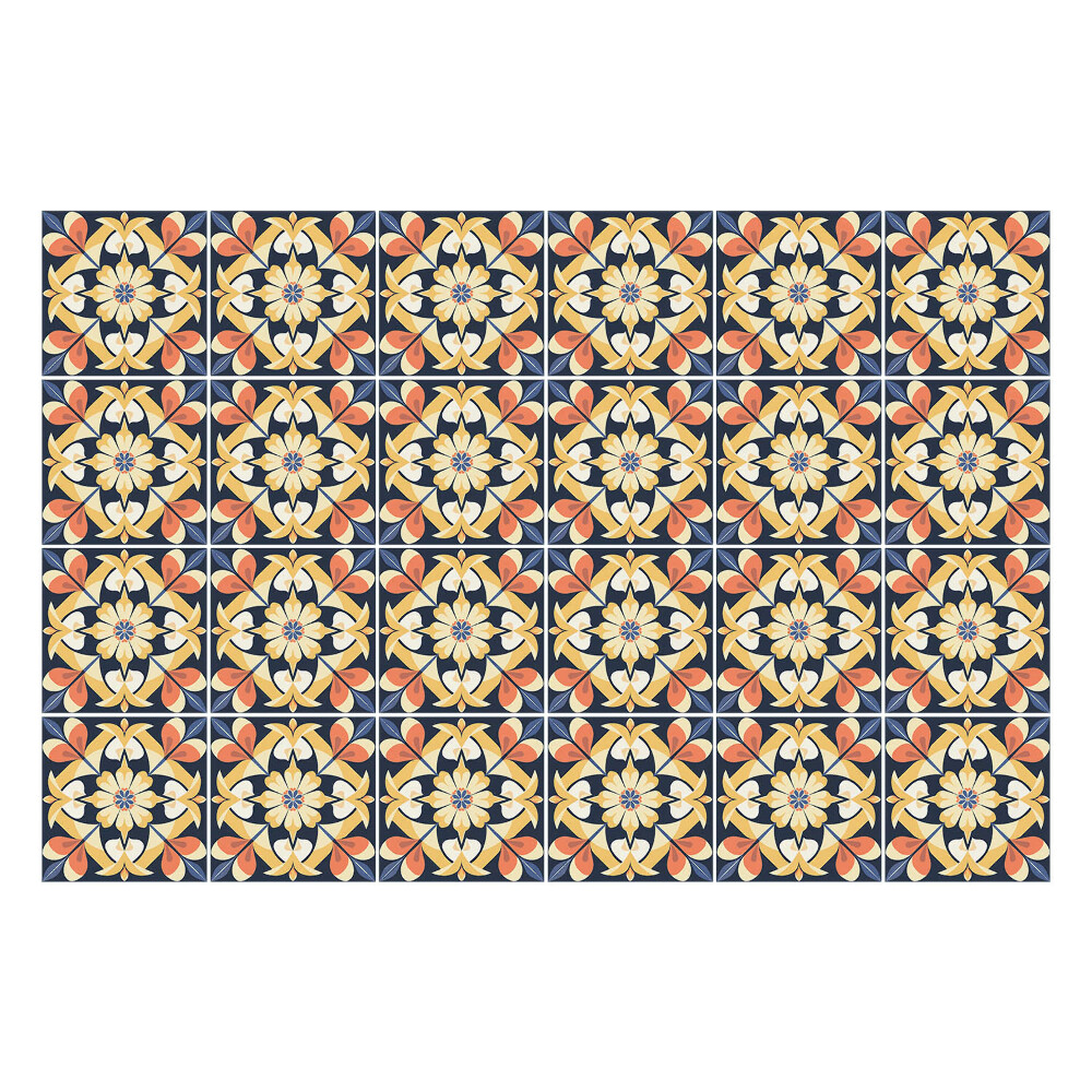 Samolepka na dlaždice Květinové motivy v síťce