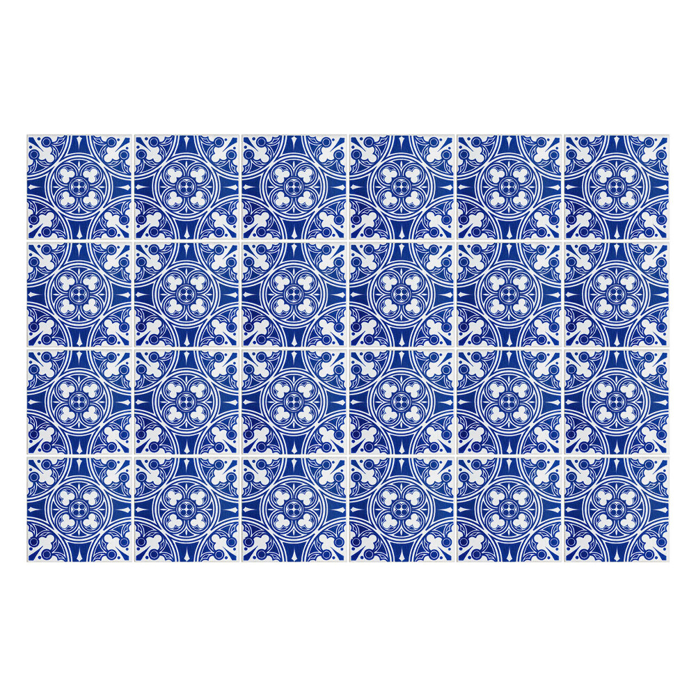 Samolepka na dlaždice Květinové ozdoby v kruzích