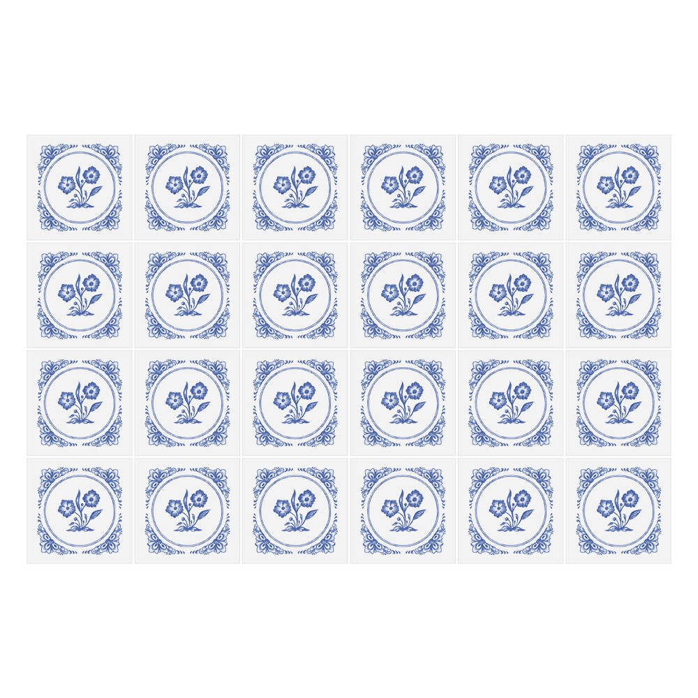 Nálepka na dlaždice Modrá květinová mozaika