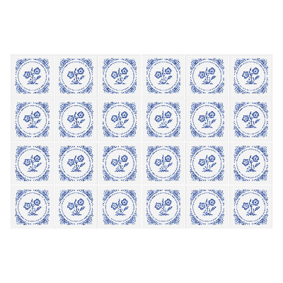 Nálepka na dlaždice Modrá květinová mozaika