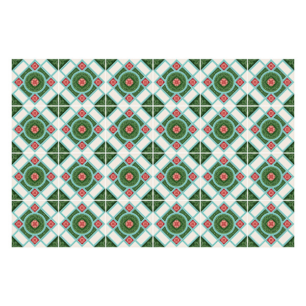 Samolepka na dlaždice Květinový motiv v kosočtvercích