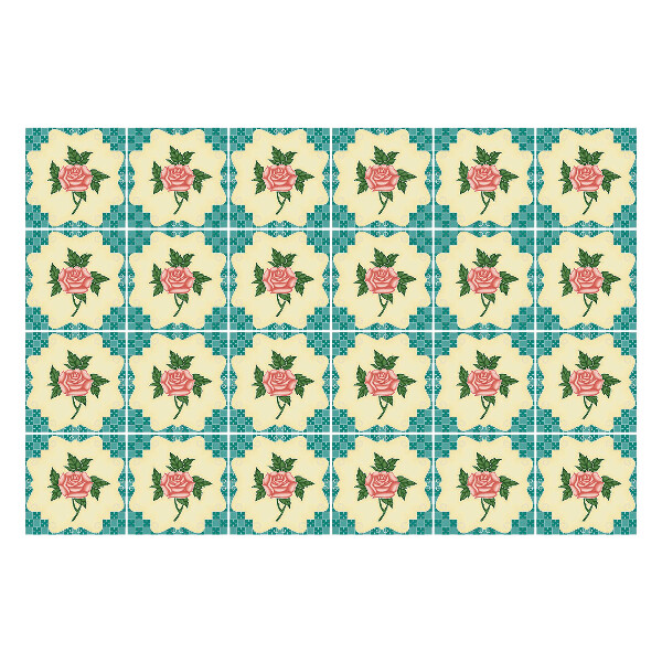 Nálepka na dlaždice Retro vintage květiny