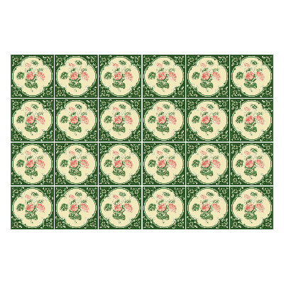 Samolepka na dlaždice Květinové ozdoby v kruzích