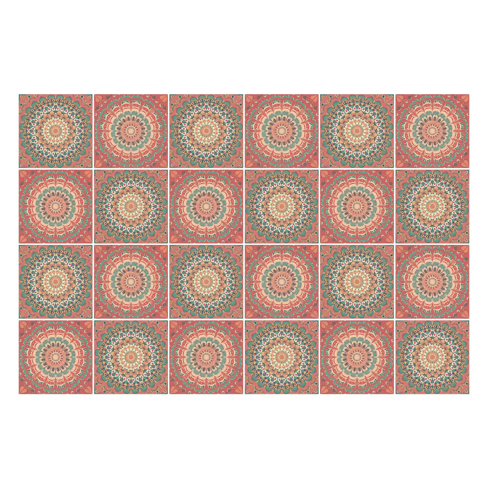 Nálepka na dlaždice Mandala v opakujících se kruzích