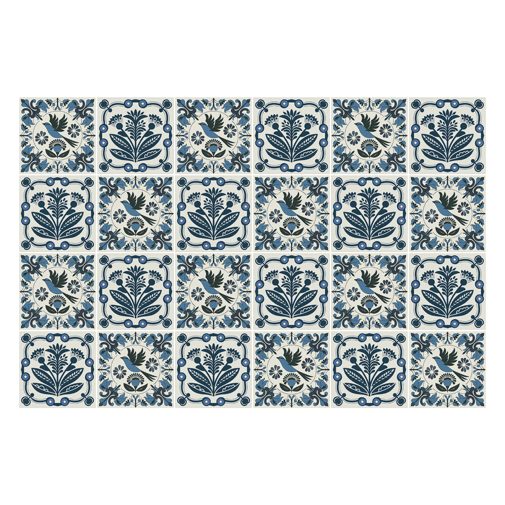 Nálepka na dlaždice Přírodní květiny a ptáci