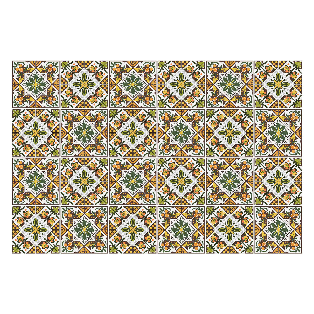 Nálepka na dlaždice Květinové ozdoby ve čtvercích