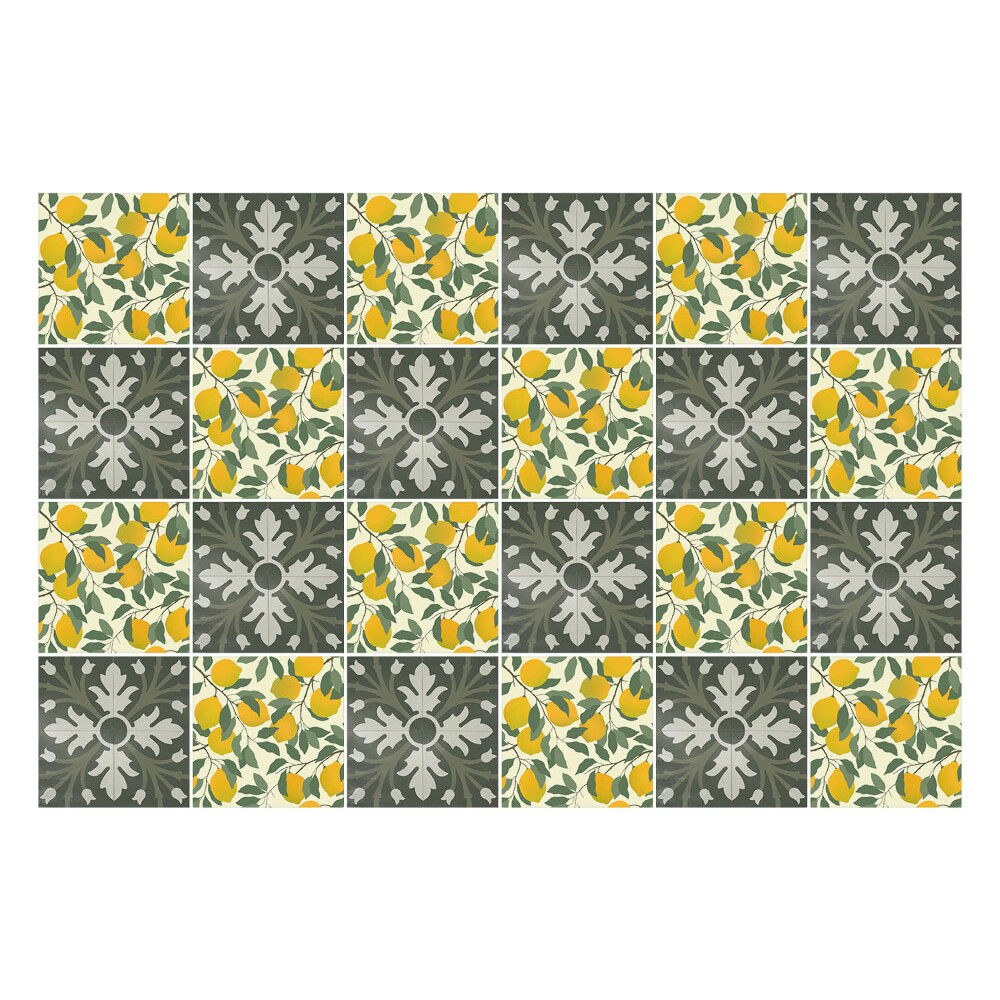 Nálepka na dlaždice Listové a citrusové motivy