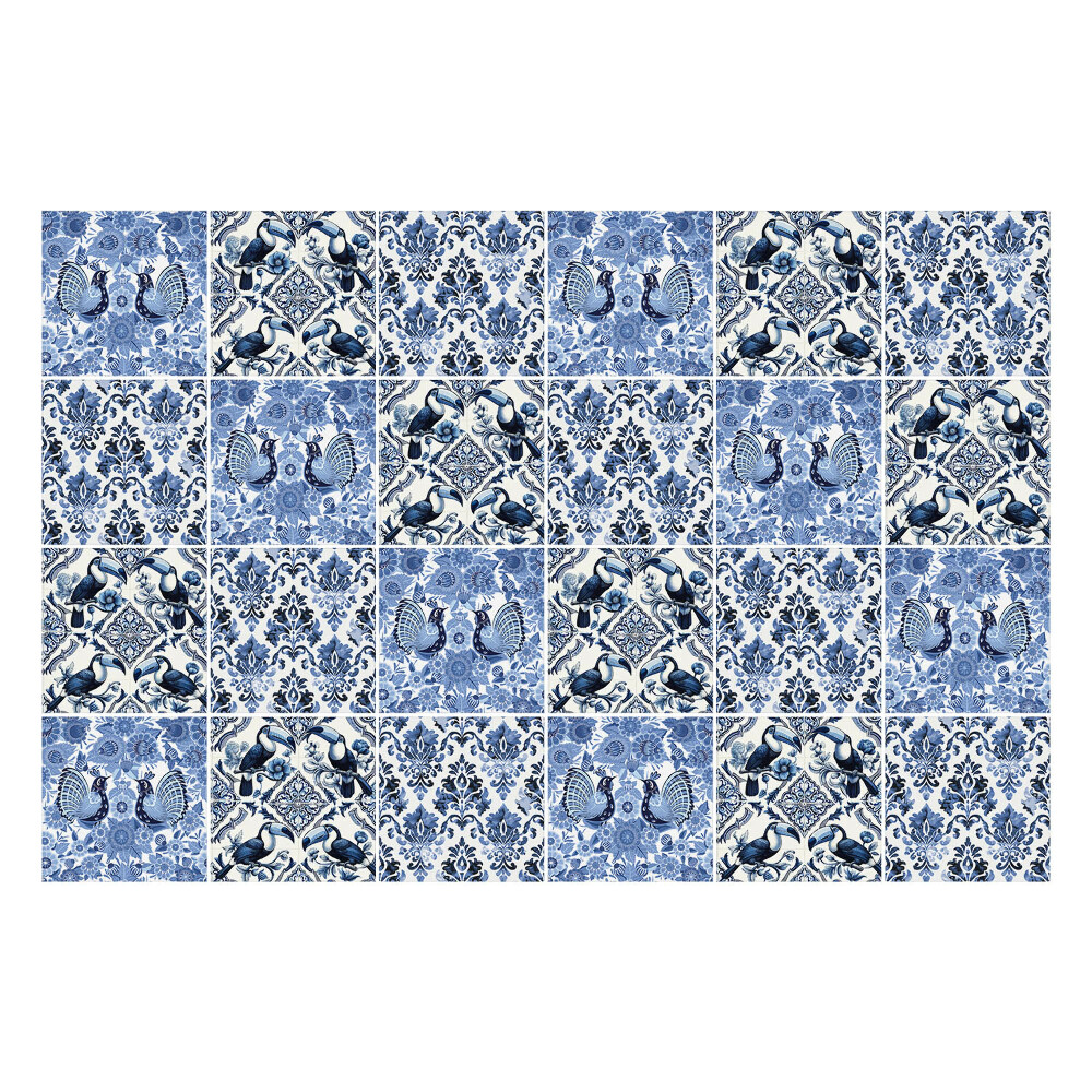 Samolepka na dlaždice Motiv květin a ptáků