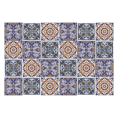 Samolepka na dlaždice Květinové a geometrické motivy