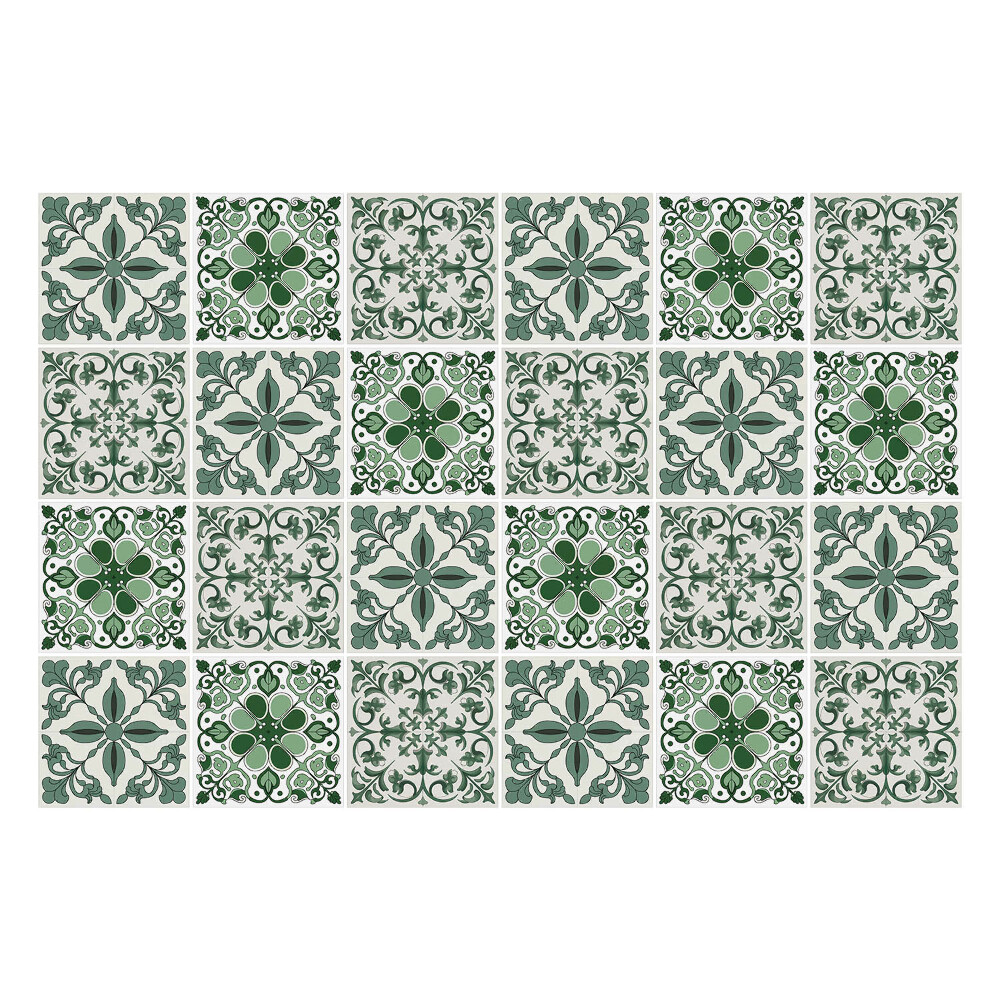 Samolepka na dlaždice Vzorované zelené dlaždice