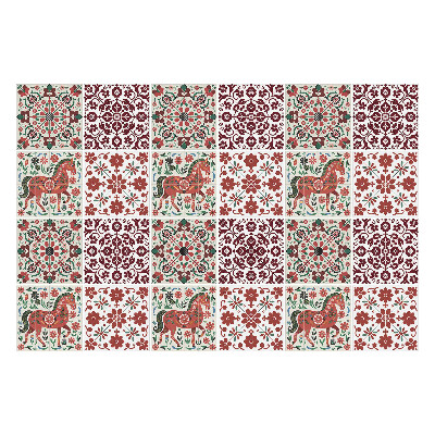 Samolepka na dlaždice Lidové koně a květiny