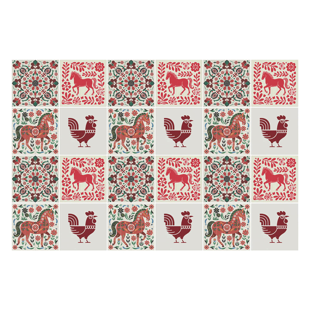 Samolepka na dlaždice Lidové motivy zvířat