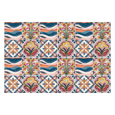 Nálepka na dlaždice Květinové motivy a vlny