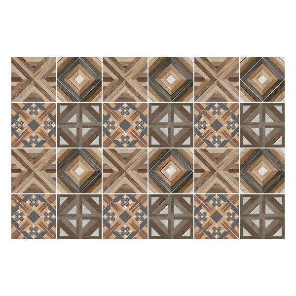 Nálepka na dlaždice Geometrické dřevěné aranžmá
