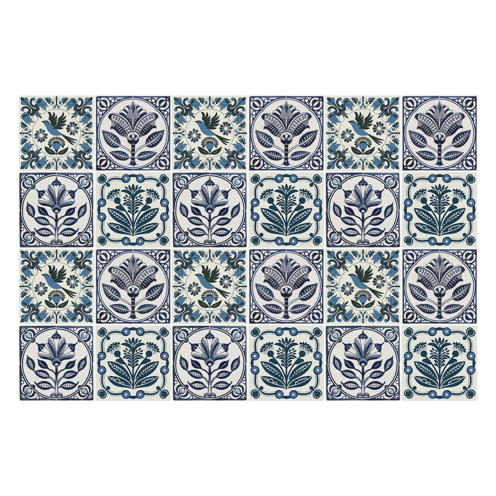 Samolepka na dlaždice Rostliny a ptáci