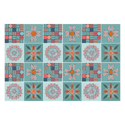 Nálepka na dlaždice Květinové a geometrické motivy