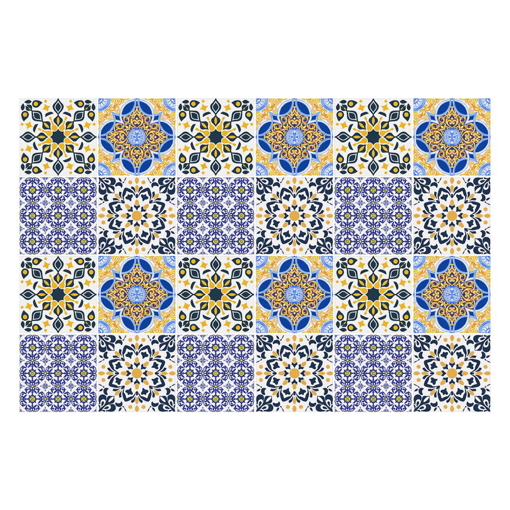 Samolepka na dlaždice Květinové mozaiky v síti