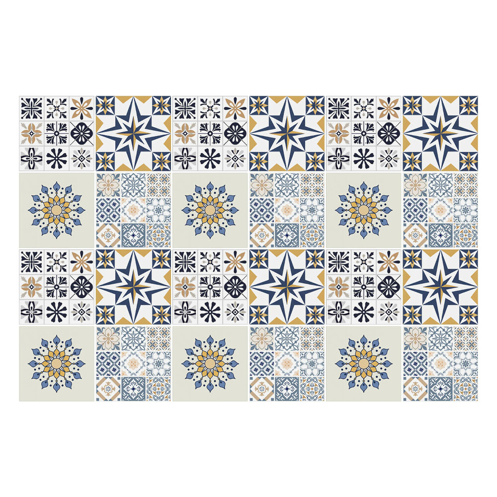 Nálepka na dlaždice Dlaždice s hvězdami a mandalami