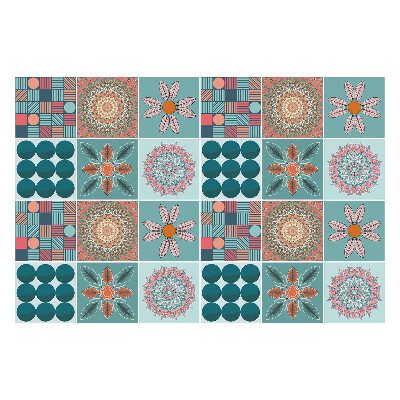 Nálepka na dlaždice Květinové a geometrické motivy